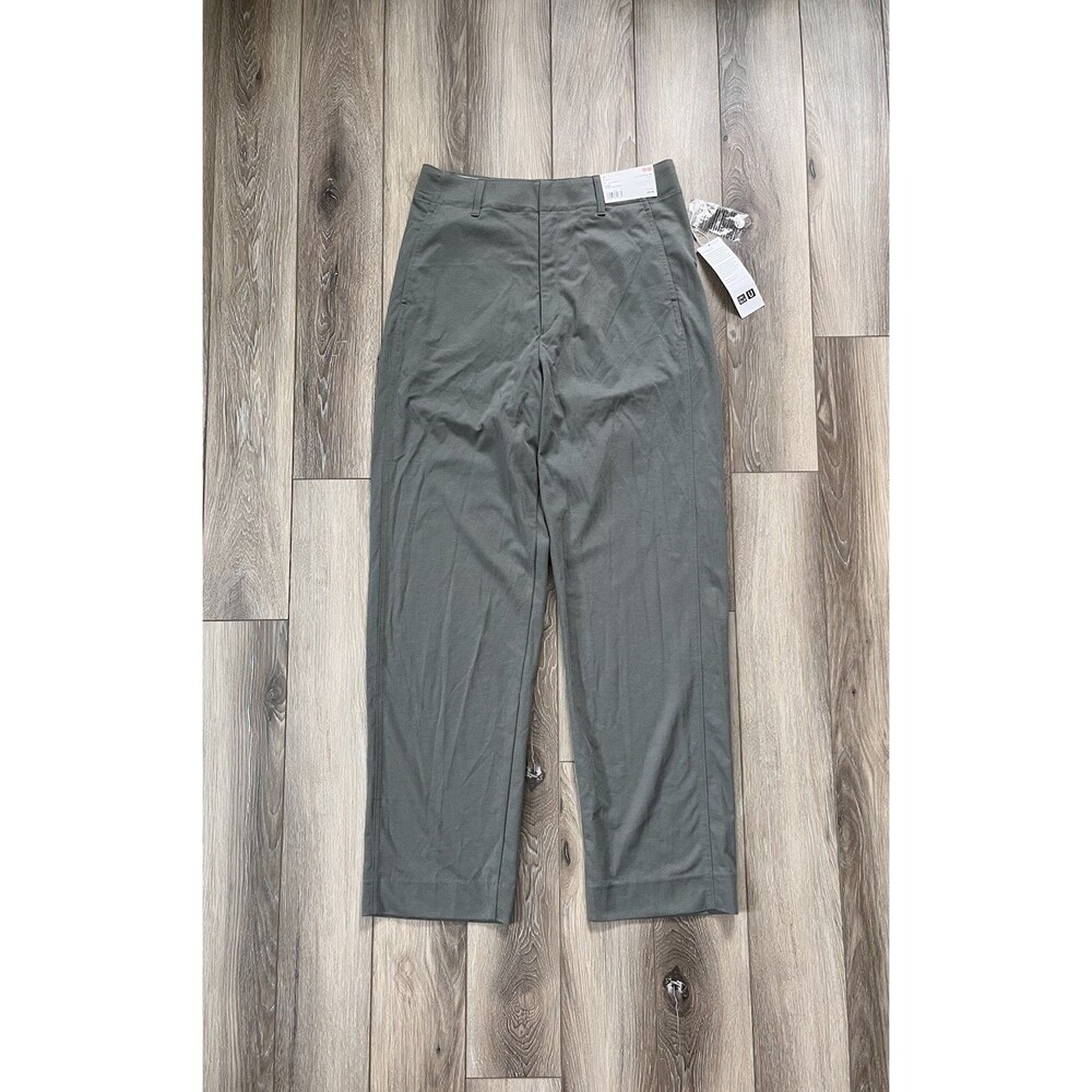 Uniqlo Green Jersey Suit Pants Women Size 6 NWT Cotton/Nylon Blend Pockets